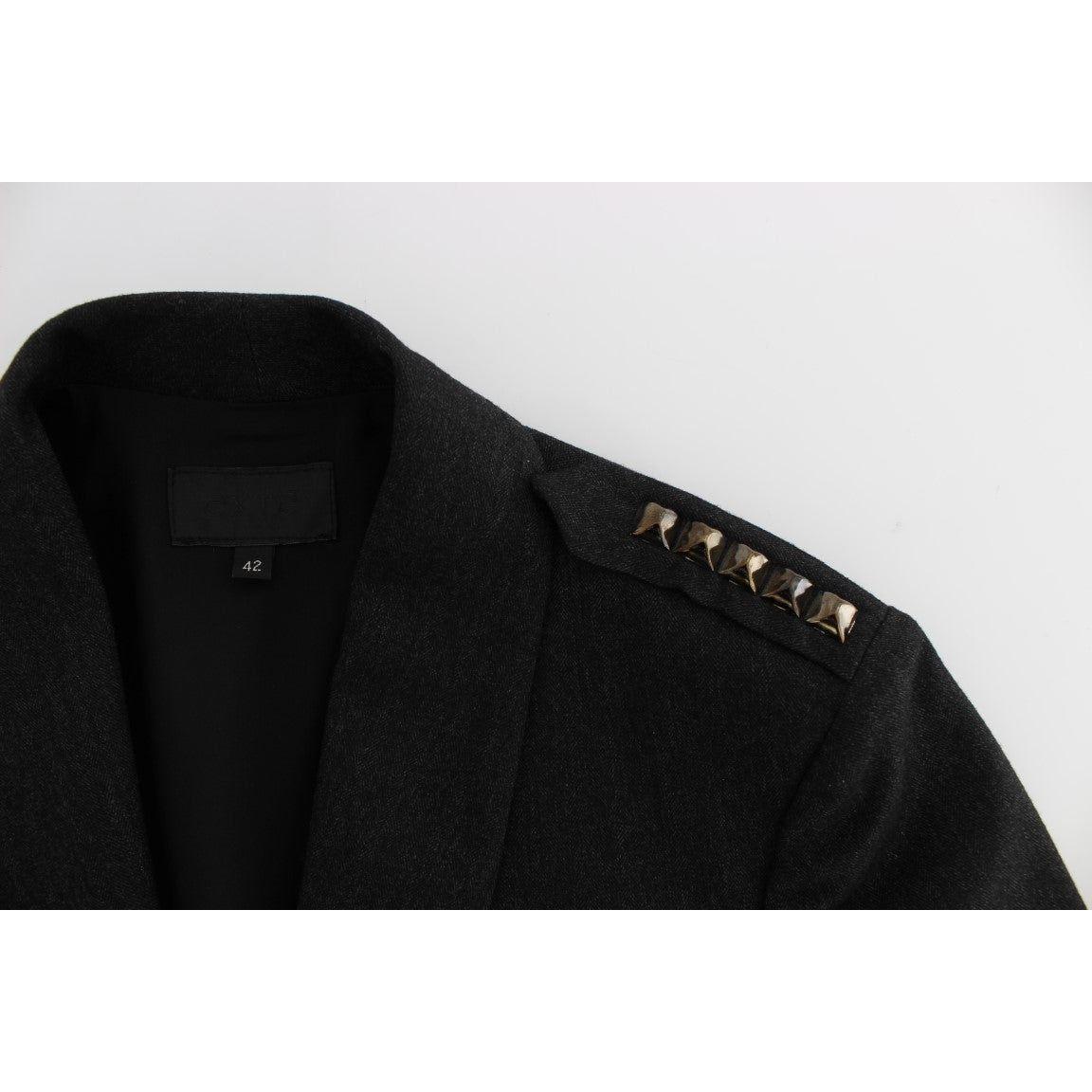 Exte Gray Stretch Gold Studded Short Jacket SIG30911-2