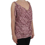 Exte Pink Floral Print Viscose Silk Blouse Top SIG30931-1