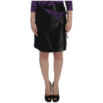 Exte Black Wool Silk Above Knee Straight Skirt SIG32485-2