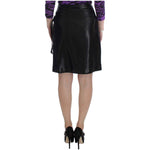 Exte Black Wool Silk Above Knee Straight Skirt SIG32485-2