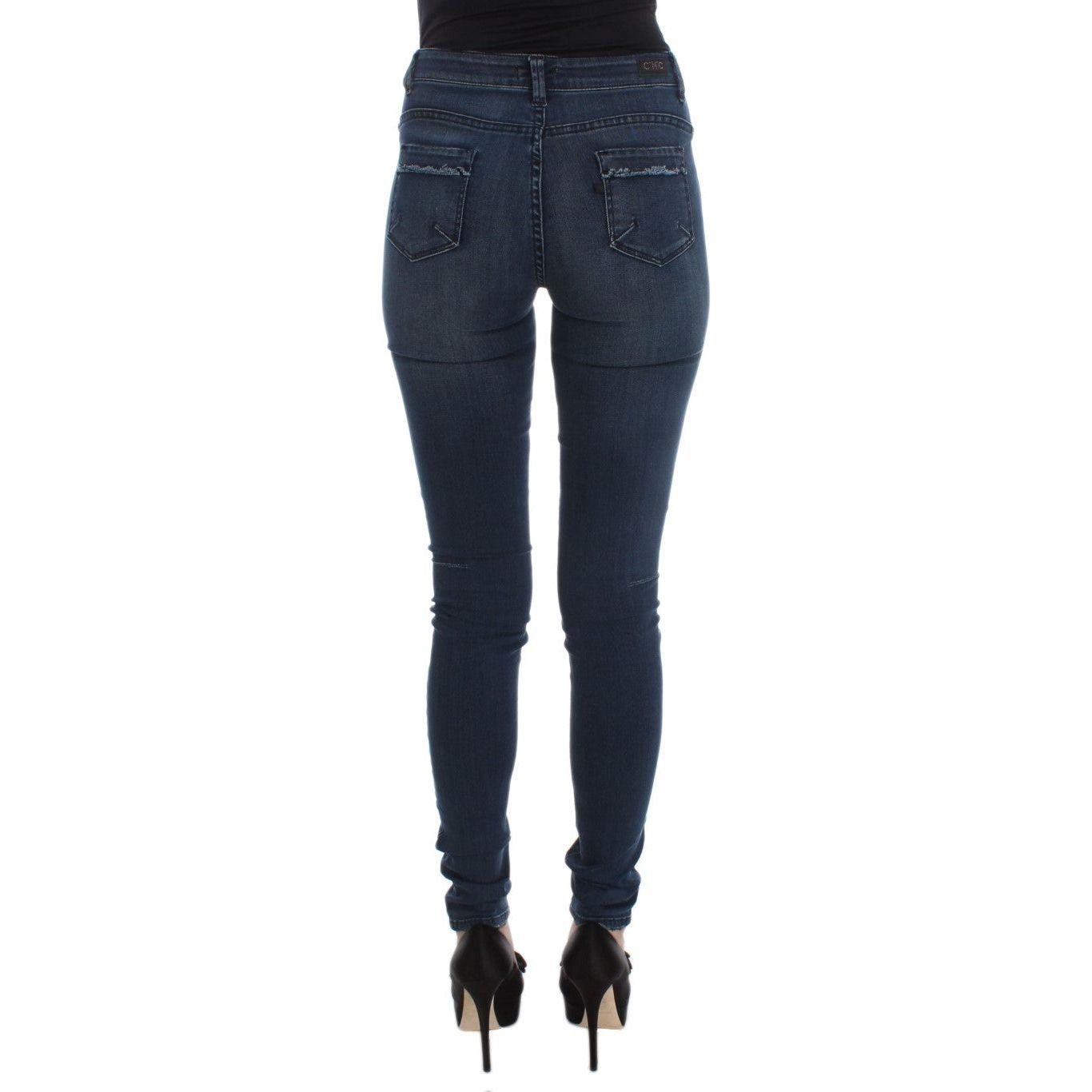 Costume National Blue Cotton Blend Slim Fit Jeans Jeans & Pants