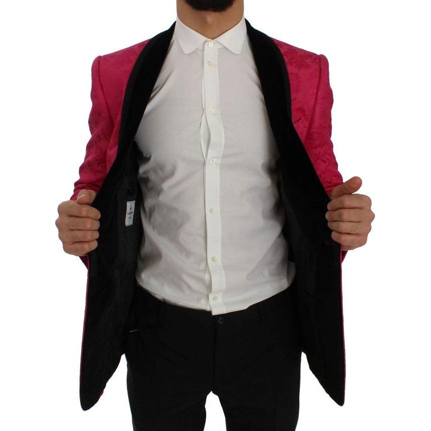 Dolce & Gabbana Pink Floral Brocade Slim Blazer Jacket SIG50050-1