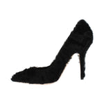 Dolce & Gabbana Black Xiangao Lamb Fur Leather Pumps LA3094-1