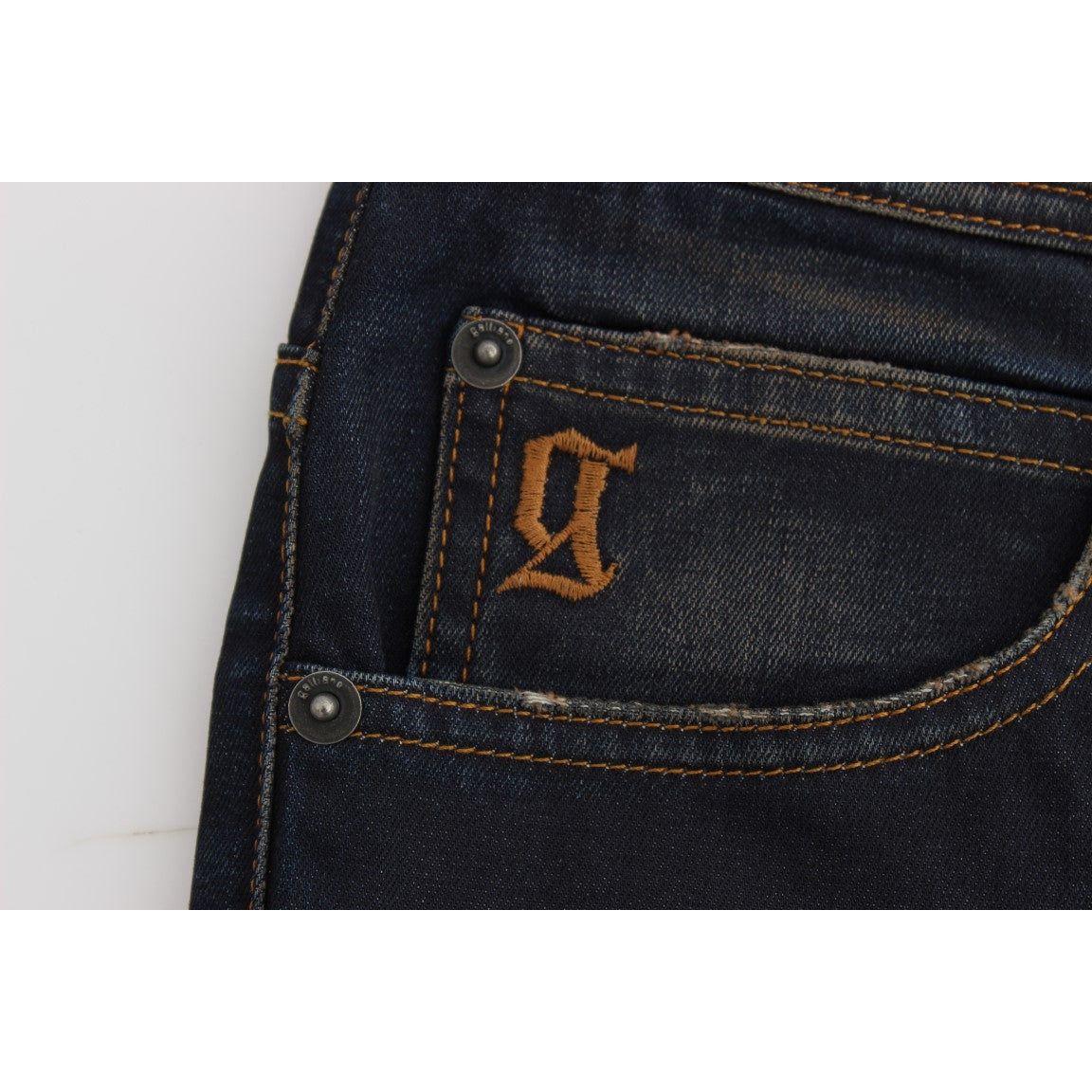 John Galliano Blue Wash Cotton Blend Boyfriend Fit Jeans