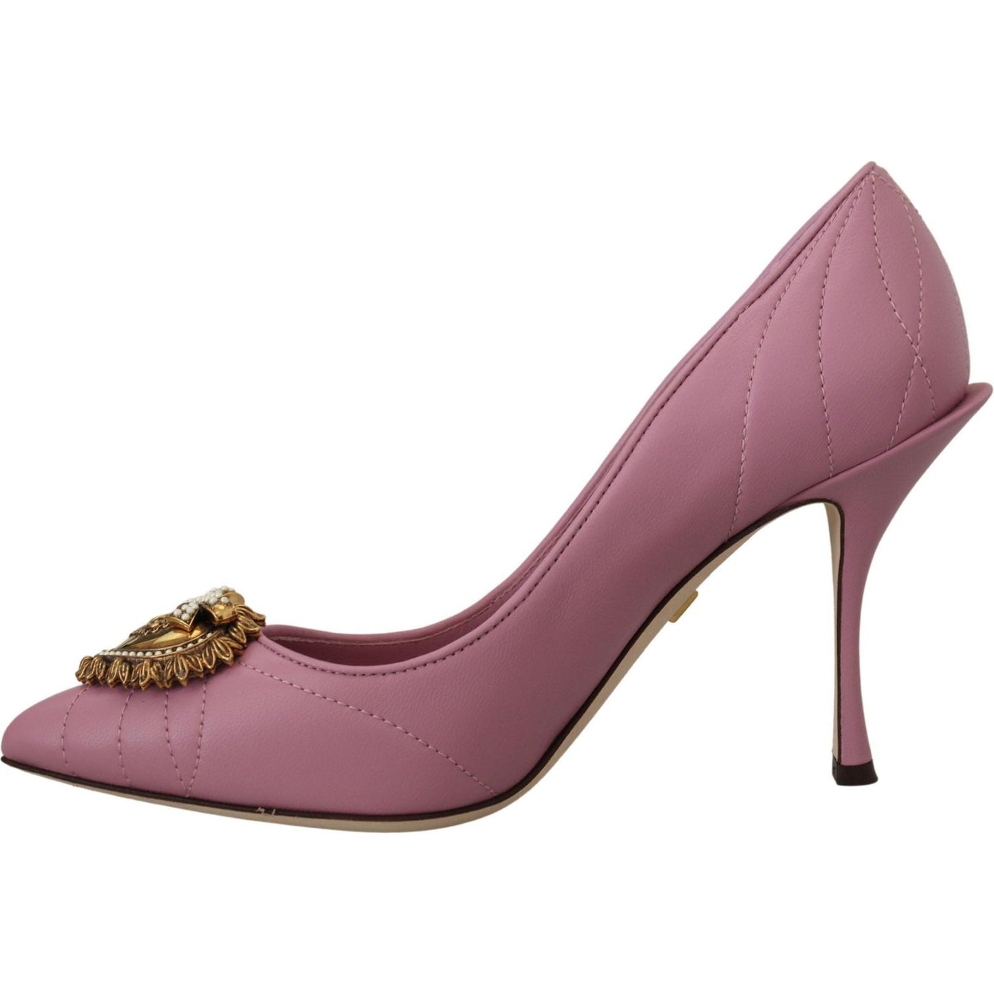 Dolce & Gabbana Pink Leather Heart DEVOTION Heels Pumps Shoes LA10083- 35.5