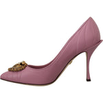 Dolce & Gabbana Pink Leather Heart DEVOTION Heels Pumps Shoes LA10083- 35.5
