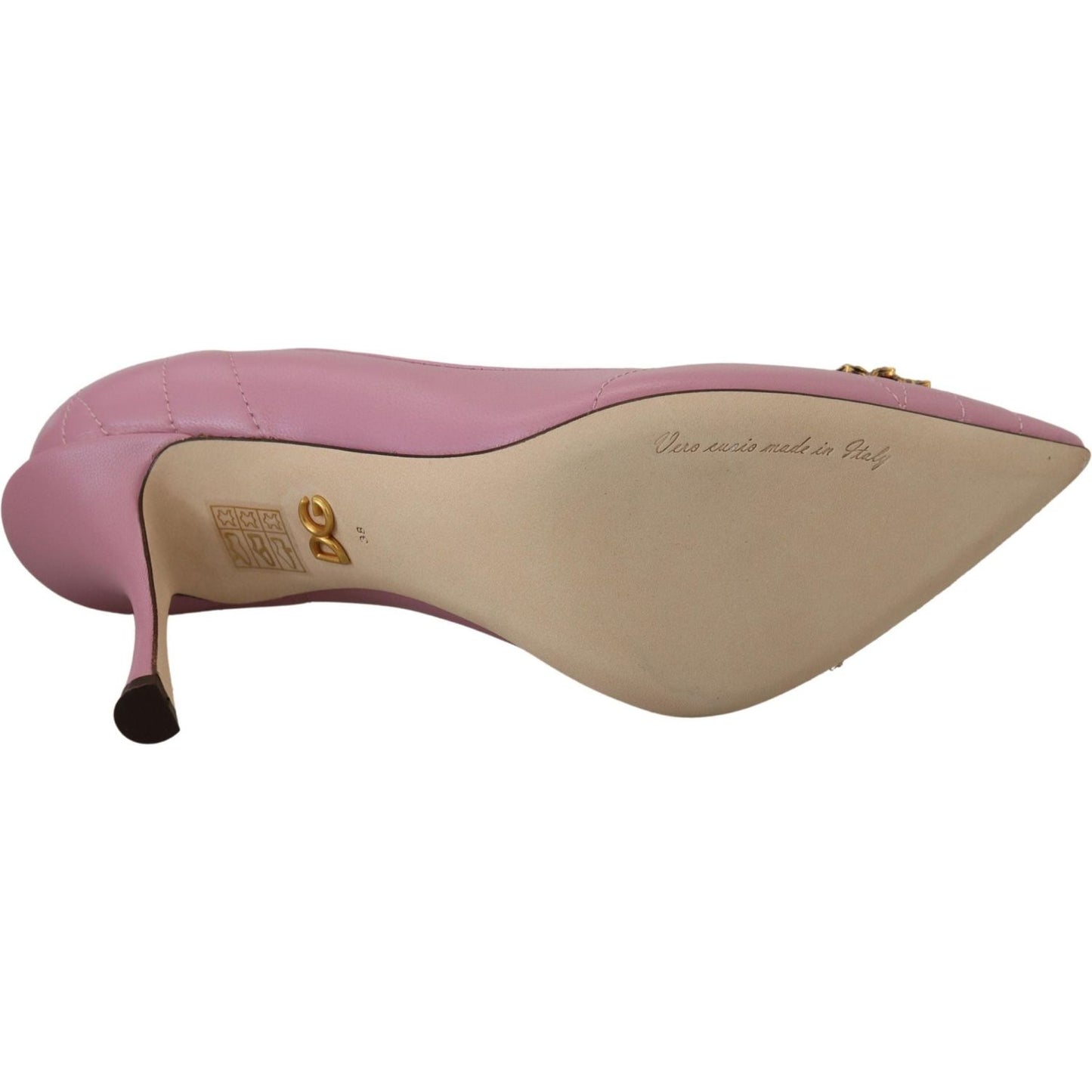 Dolce & Gabbana Pink Leather Heart DEVOTION Heels Pumps Shoes LA10083- 35.5