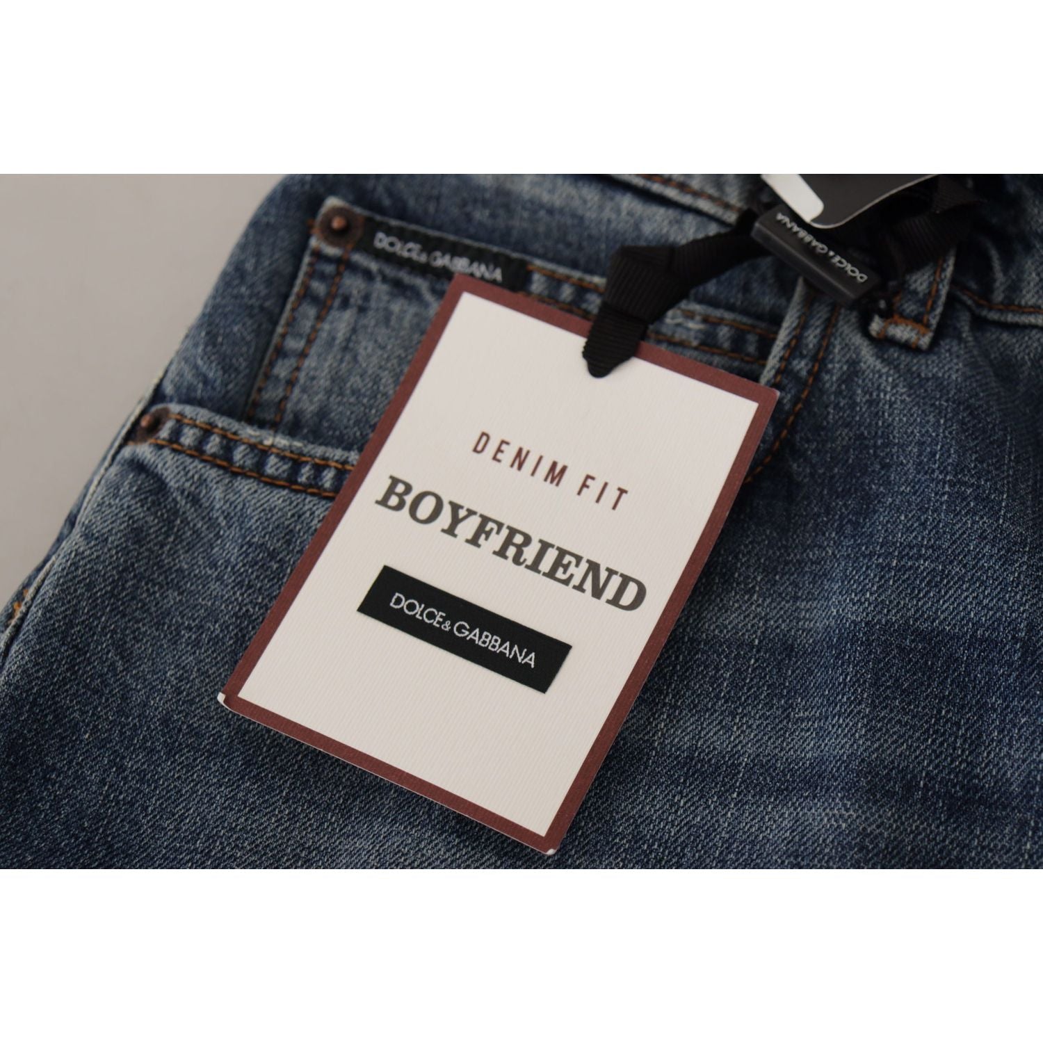 Dolce & Gabbana Blue Denim Baroque Heart Logo Patch Pants Jeans