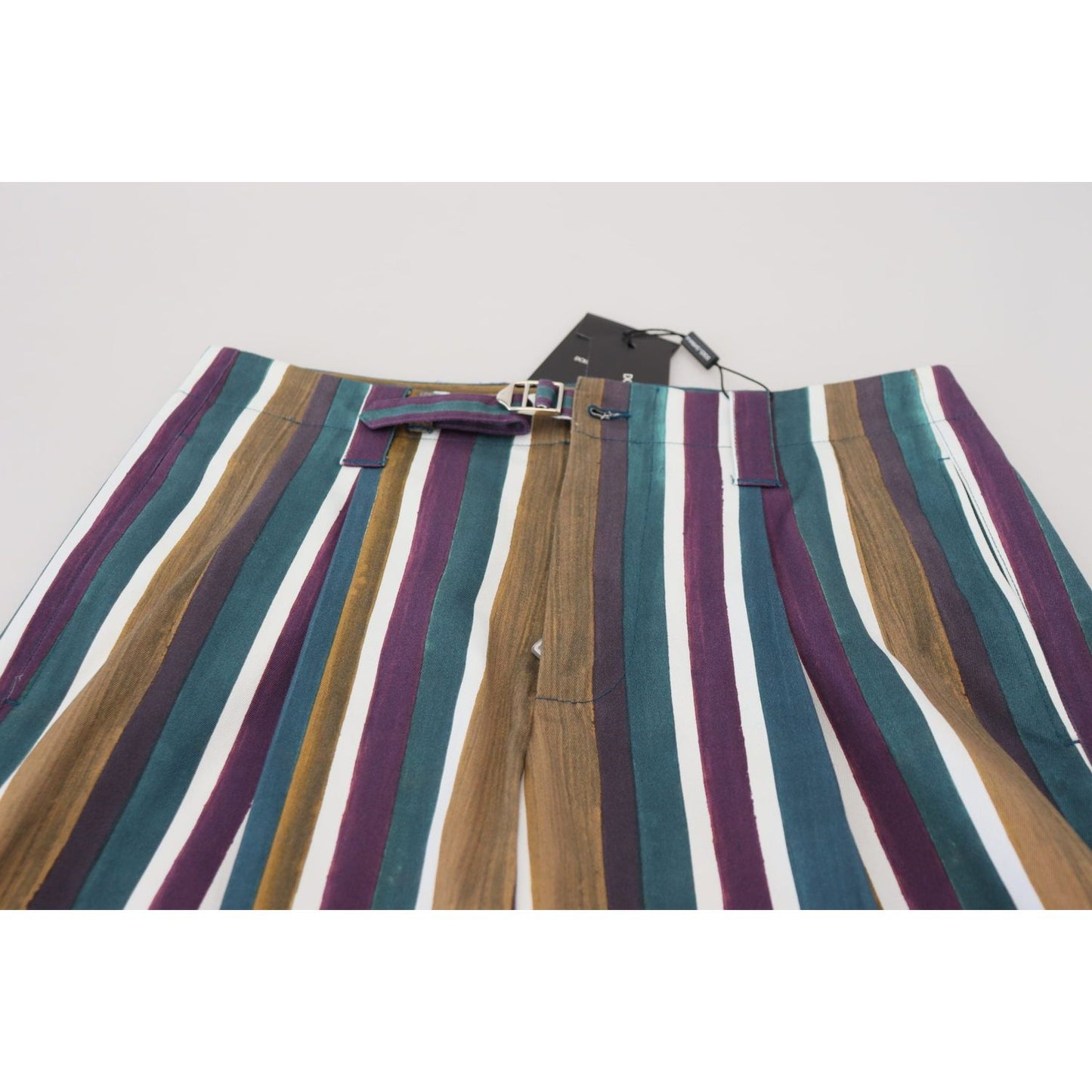 Dolce & Gabbana Multicolor Striped Stretch Cotton Shorts Shorts