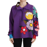 Dolce & Gabbana Purple Floral Print Pullover Cotton Sweater TSH83259 - 38