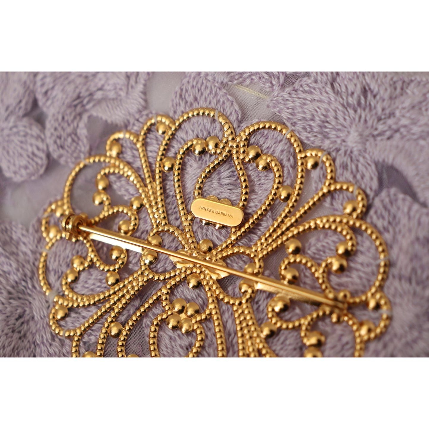 Dolce & Gabbana Purple Floral Gold Tone Brass Women Brooch SMY101435