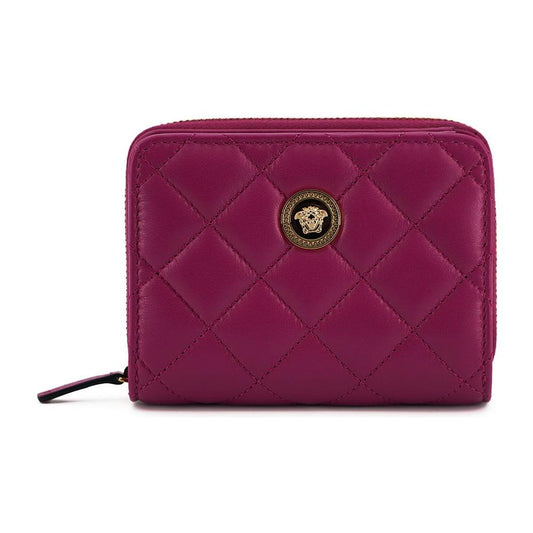Versace Elegant Purple Quilted Leather Wallet WOMAN WALLETS