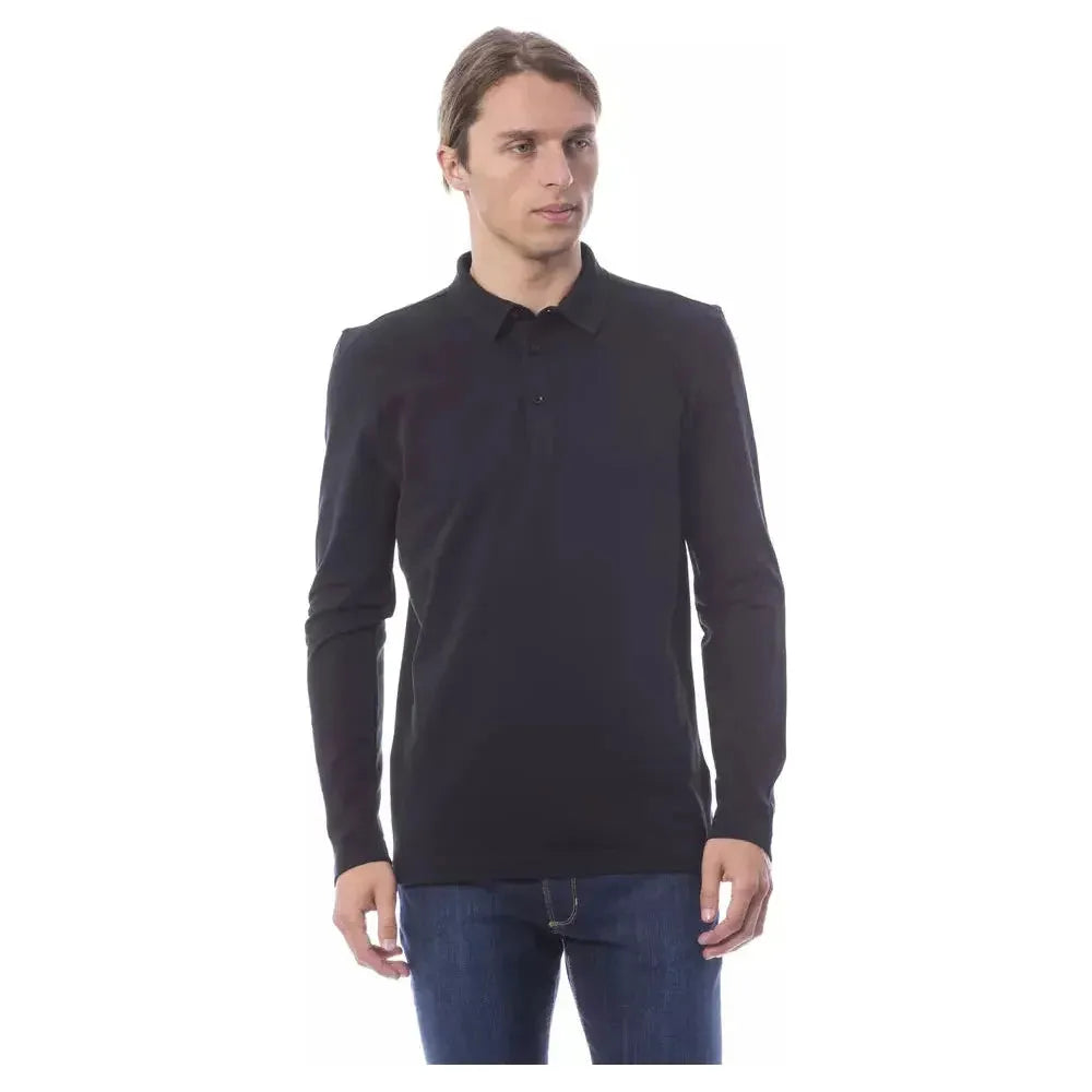 Verri Black Cotton Men's Polo Shirt Long Sleeve VE-18324-L
