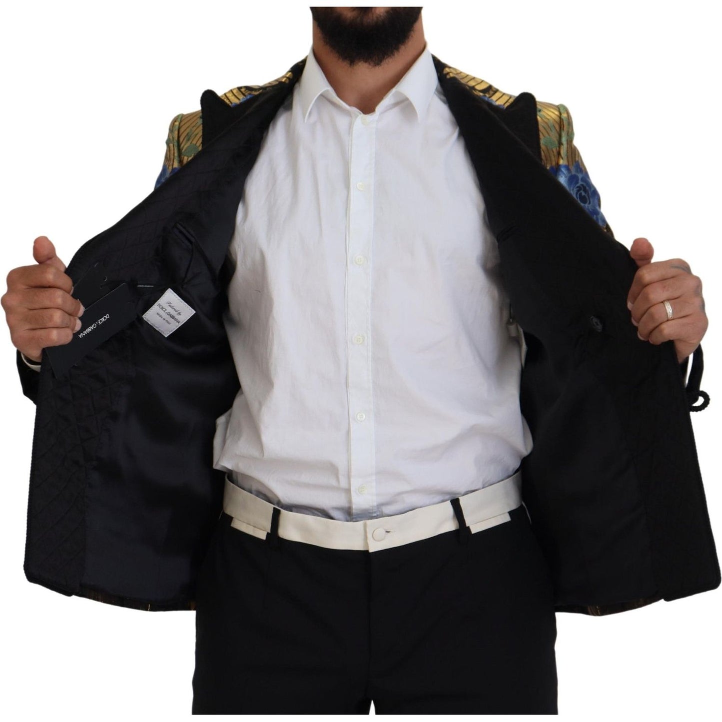 Dolce & Gabbana Gold Lurex Double Breasted Jacket Blazer KOS2120- 46