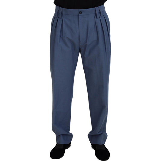 Dolce & Gabbana Blue Linen Chino Men Formal Pants