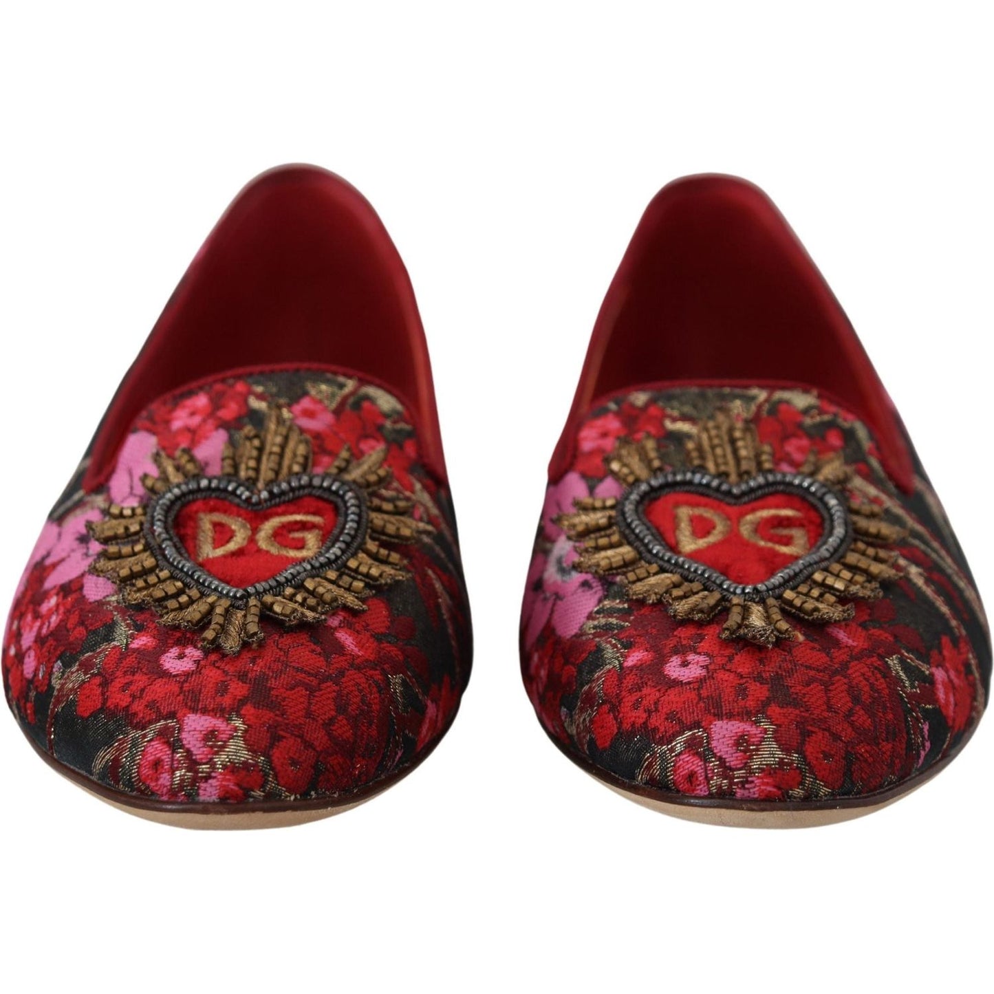 Dolce & Gabbana Multicolor Jacquard Sacred Heart Patch Slip On Shoes LA10070 - 35.5