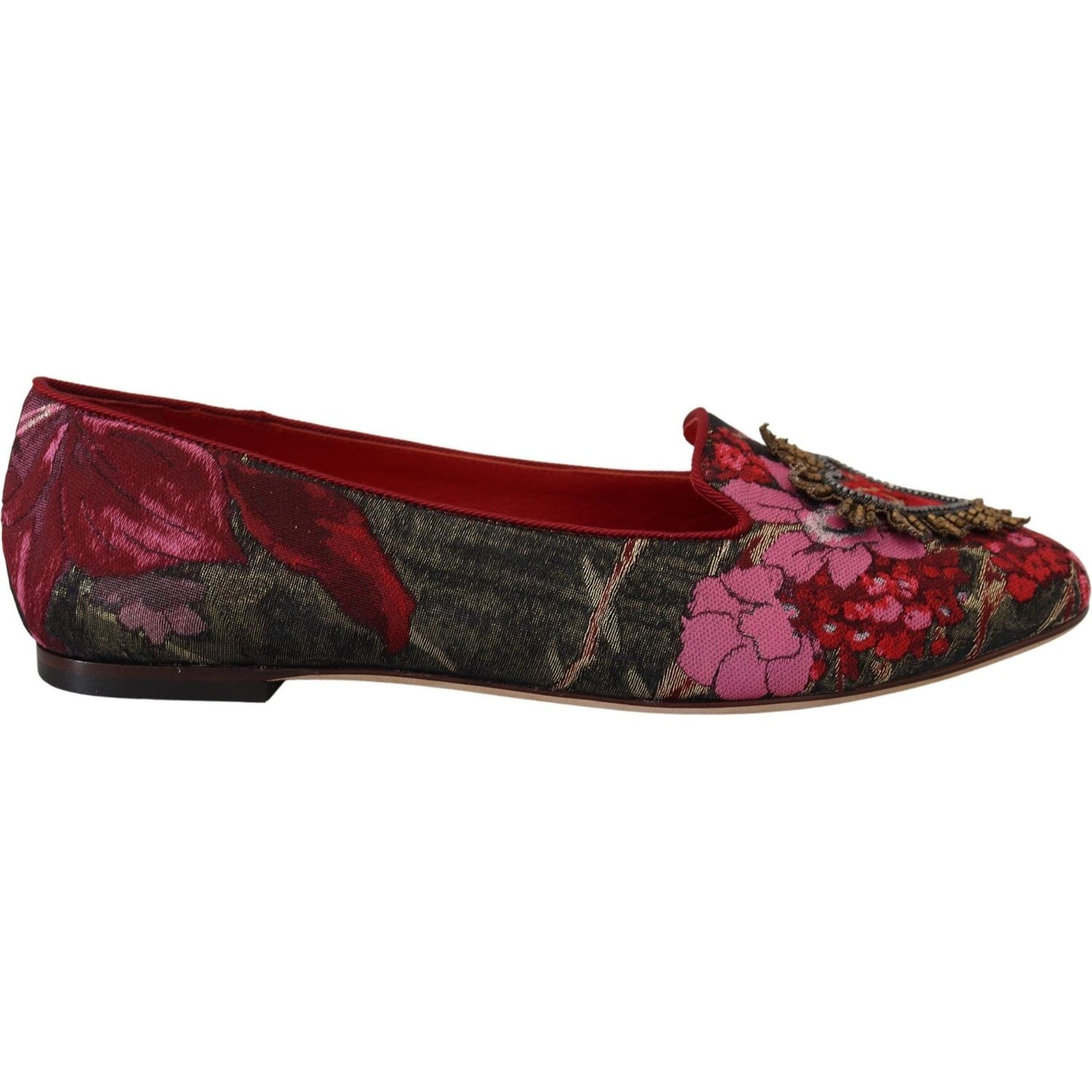 Dolce & Gabbana Multicolor Jacquard Sacred Heart Patch Slip On Shoes LA10070 - 35.5