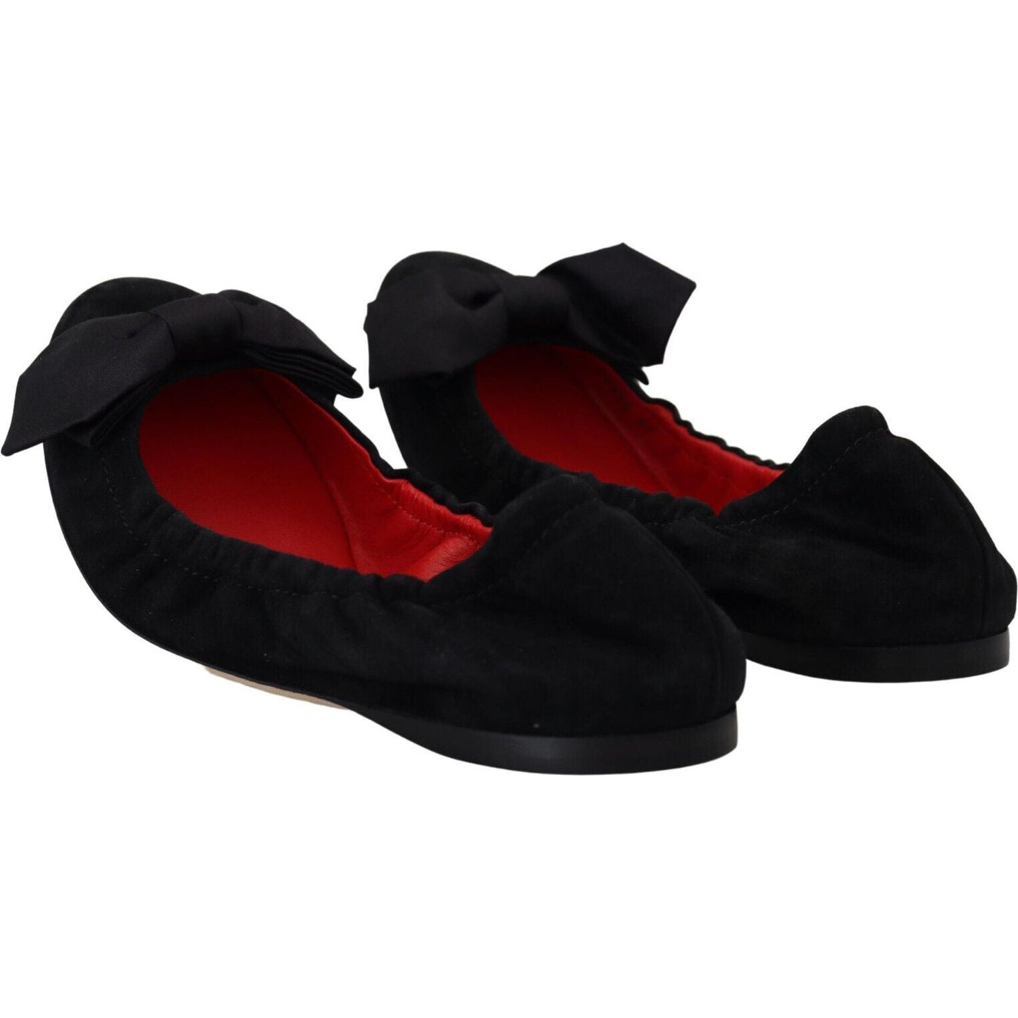 Dolce & Gabbana Black Suede Flat Slip On Ballet Shoes LA10103- 37