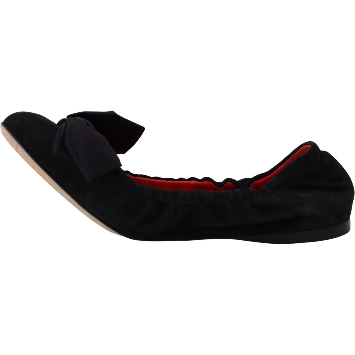 Dolce & Gabbana Black Suede Flat Slip On Ballet Shoes LA10103- 37
