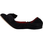 Dolce & Gabbana Black Suede Flat Slip On Ballet Shoes LA10103- 37
