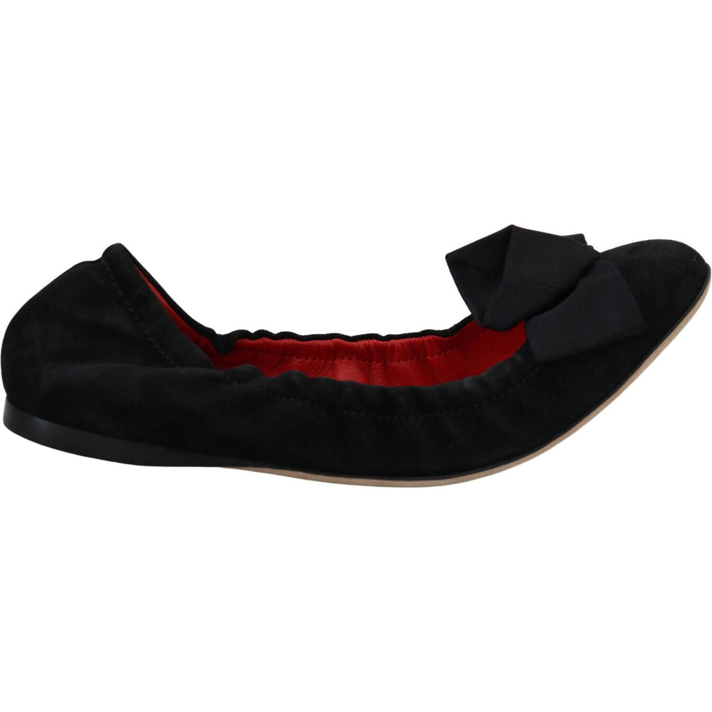 Dolce & Gabbana Black Suede Flat Slip On Ballet Shoes LA10103- 37