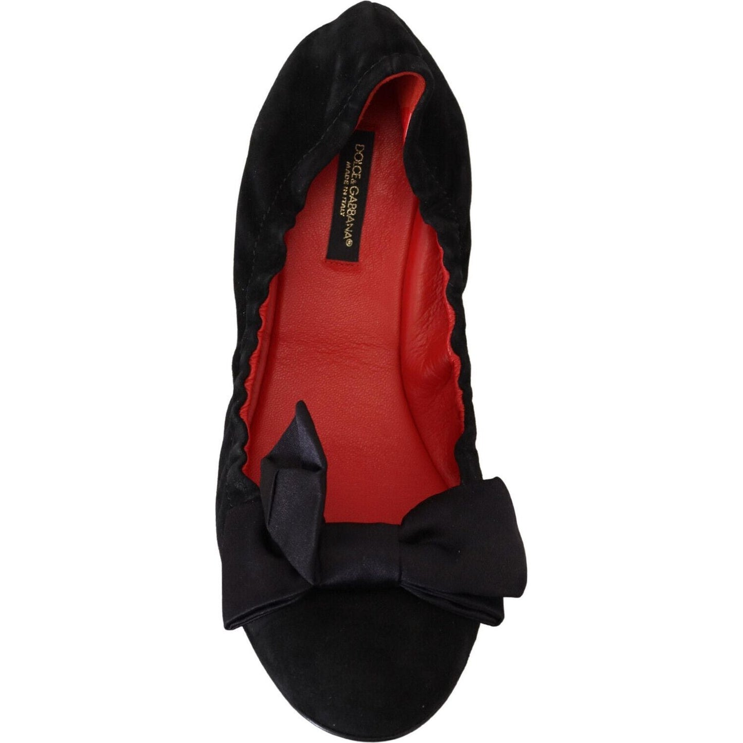 Dolce & Gabbana Black Suede Flat Slip On Ballet Shoes LA10103- 37