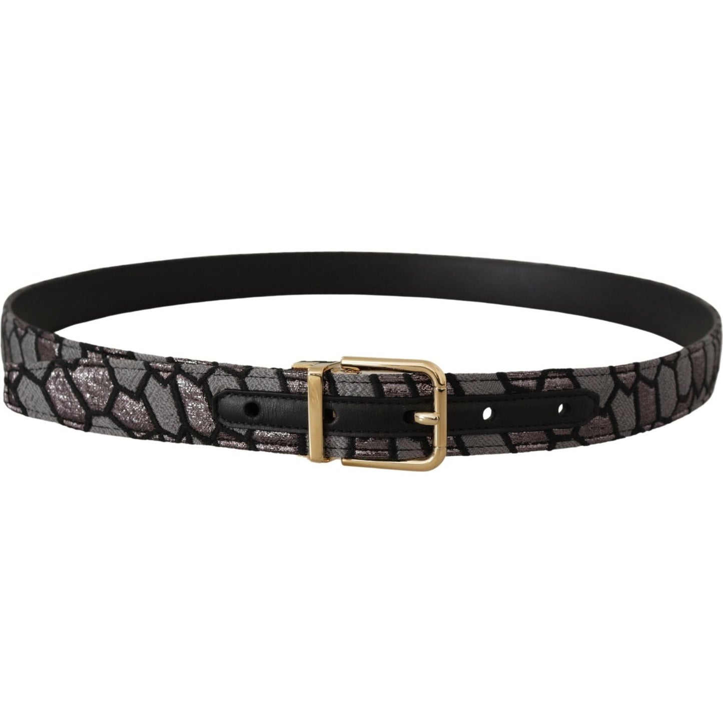 Dolce & Gabbana Multicolor Patchwork Leather Gold Jaquard Belt BEL8408- 90