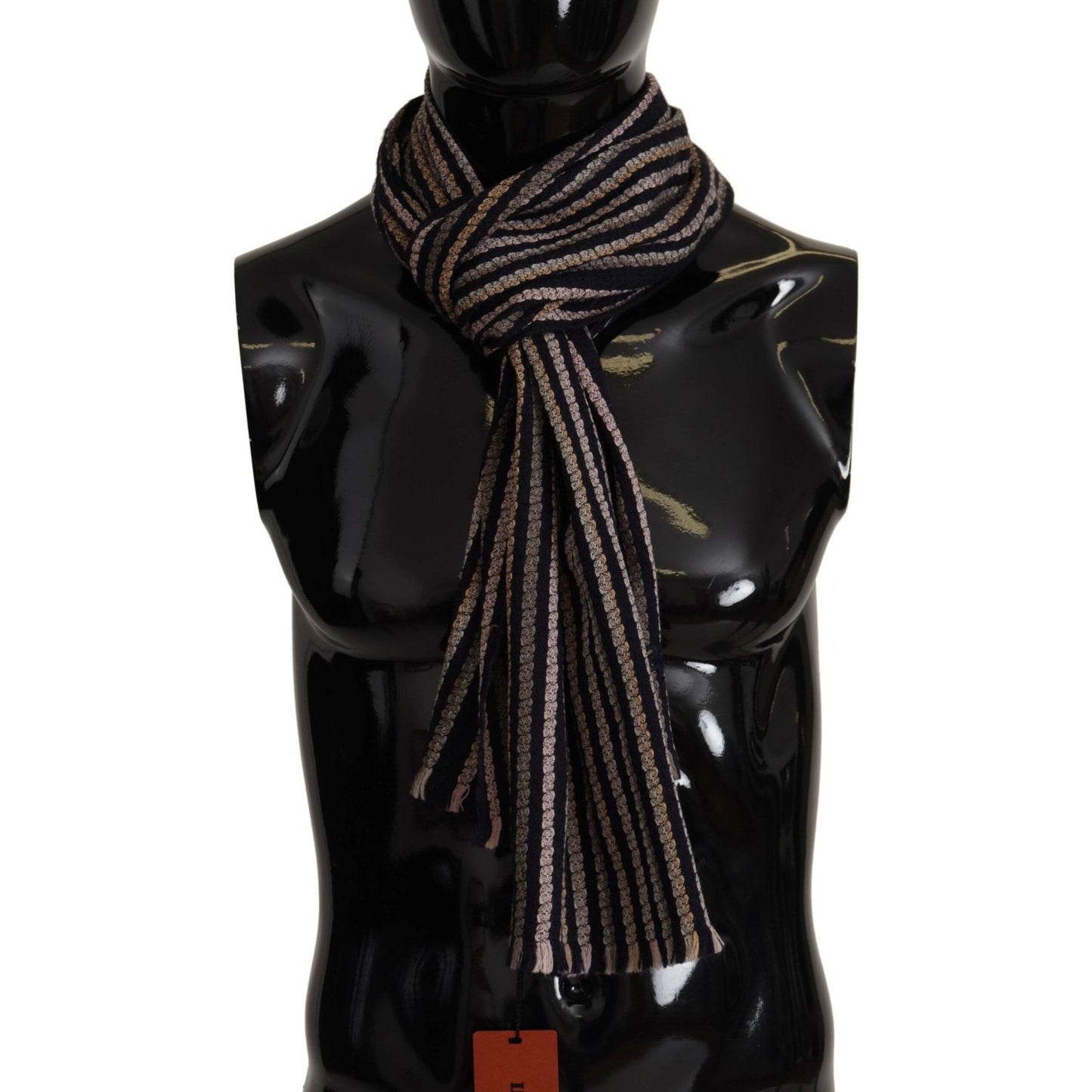 Missoni Multicolor Stripes Wool Knit Fringe Shawl Scarf MS6522