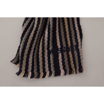 Missoni Multicolor Stripes Wool Knit Fringe Shawl Scarf MS6522