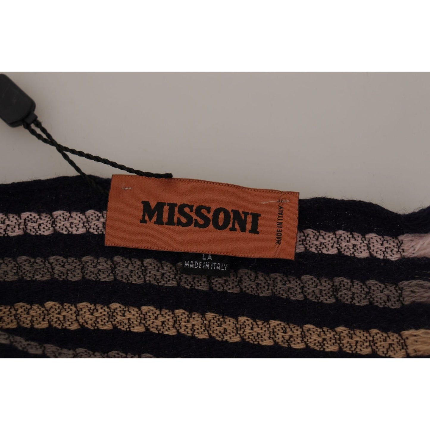 Missoni Multicolor Stripes Wool Knit Fringe Shawl Scarf MS6522