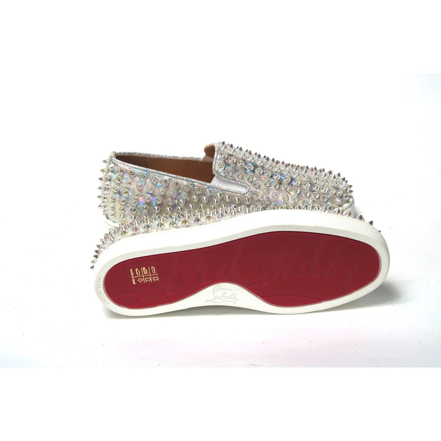 Christian Louboutin White Ab/Clear Ab Roller Boat Woman Flat Sneaker CL059-35.5-FBB-162