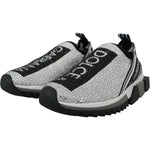 Dolce & Gabbana Silver Rhinestones Sorrento Sneakers Shoes LA10188-37.5