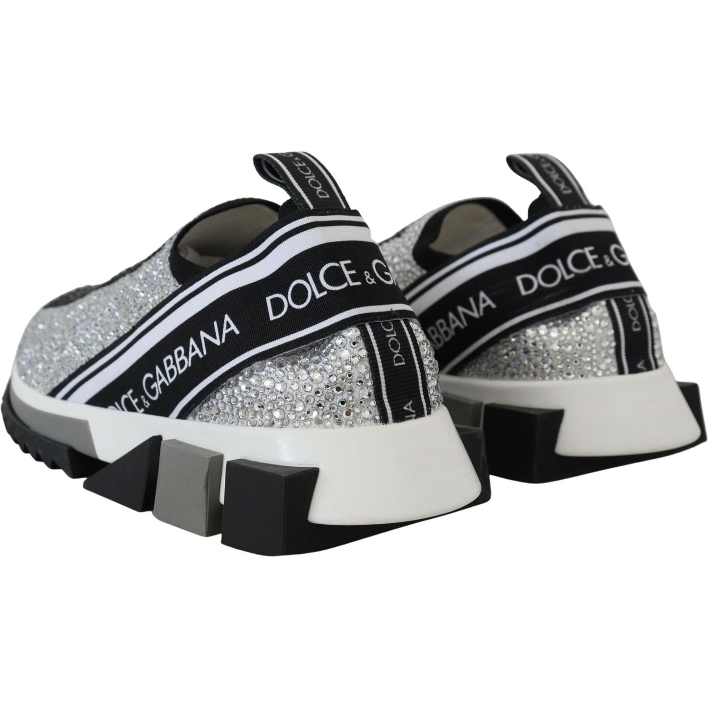 Dolce & Gabbana Silver Rhinestones Sorrento Sneakers Shoes LA10188-37.5