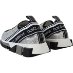 Dolce & Gabbana Silver Rhinestones Sorrento Sneakers Shoes LA10188-37.5