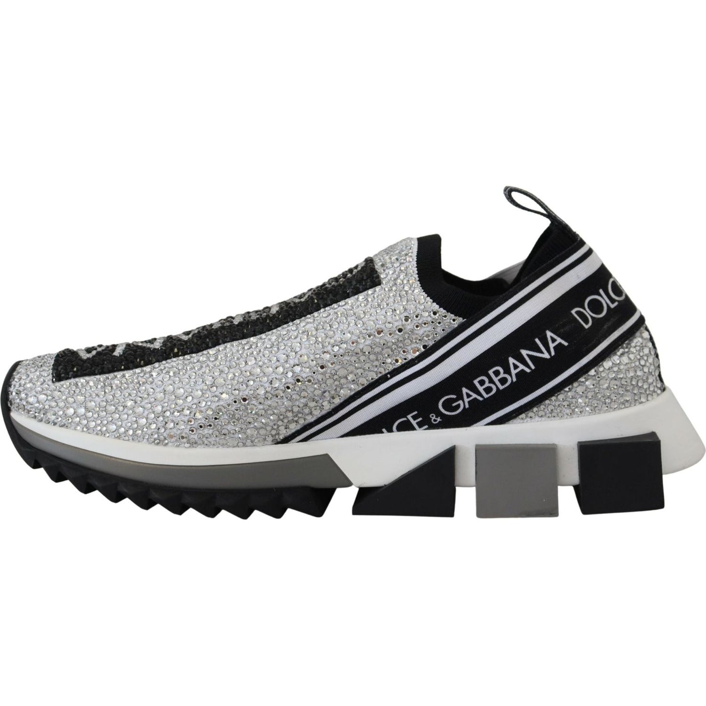 Dolce & Gabbana Silver Rhinestones Sorrento Sneakers Shoes LA10188-37.5