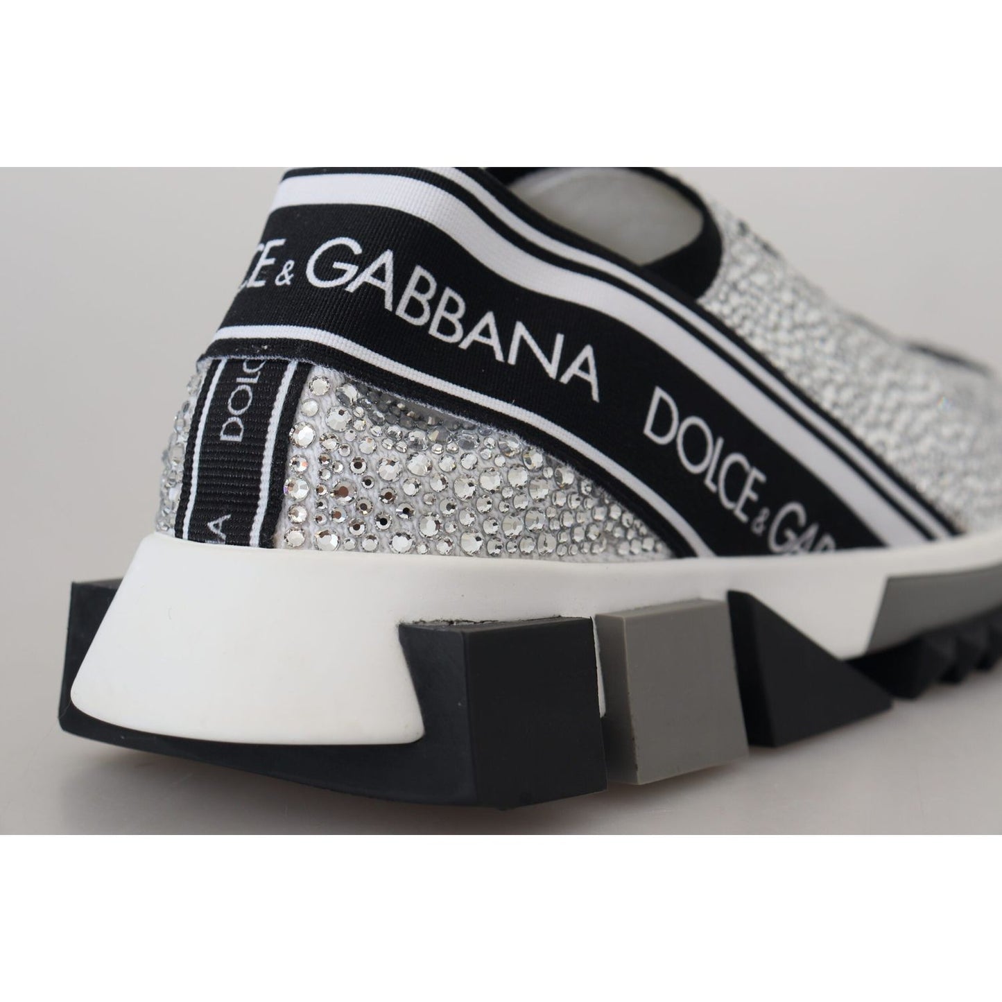 Dolce & Gabbana Silver Rhinestones Sorrento Sneakers Shoes LA10188-37.5