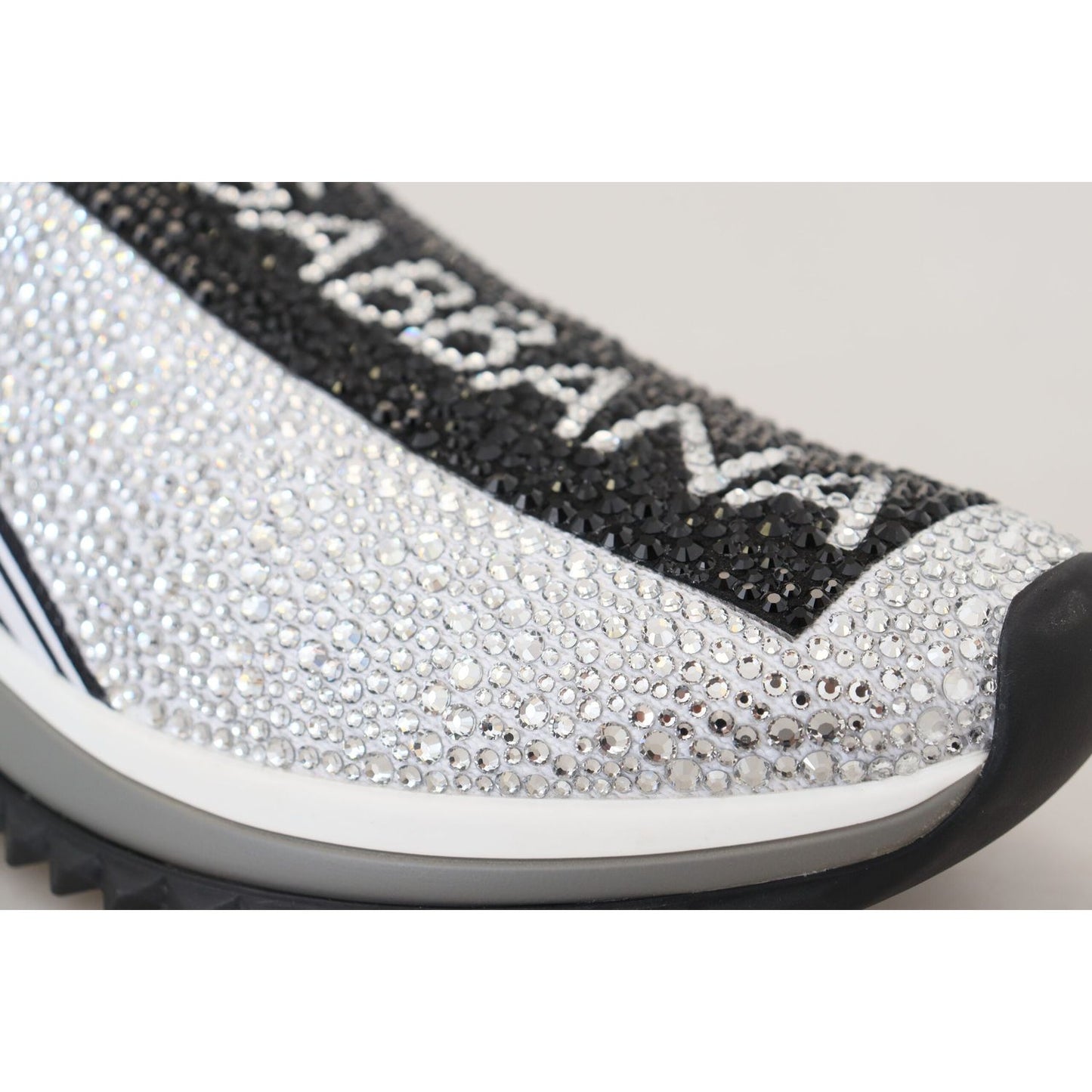 Dolce & Gabbana Silver Rhinestones Sorrento Sneakers Shoes LA10188-37.5