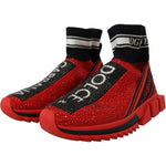 Dolce & Gabbana Red Bling Sorrento Sneakers Socks Shoes LA10189- 35