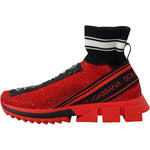 Dolce & Gabbana Red Bling Sorrento Sneakers Socks Shoes LA10189- 35