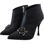 Dolce & Gabbana Black Devotion Quilted Buckled Ankle Boots Shoes LA10155- 39