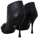 Dolce & Gabbana Black Devotion Quilted Buckled Ankle Boots Shoes LA10155- 39