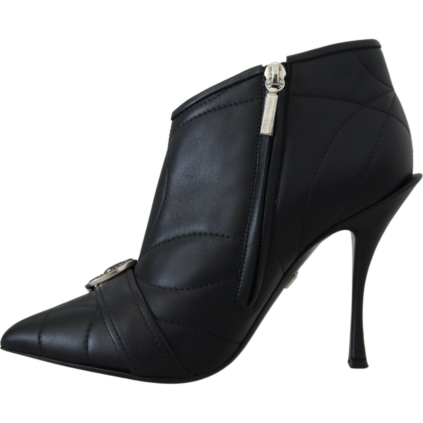 Dolce & Gabbana Black Devotion Quilted Buckled Ankle Boots Shoes LA10155- 39