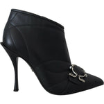 Dolce & Gabbana Black Devotion Quilted Buckled Ankle Boots Shoes LA10155- 39