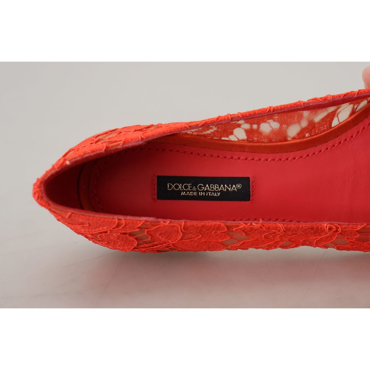 Dolce & Gabbana Red Taormina Lace Crystals Ballet Flats Shoes LA10177- 35