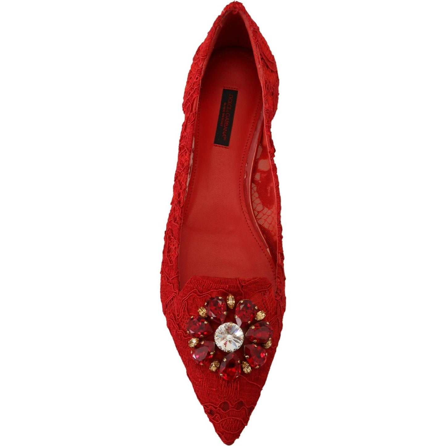 Dolce & Gabbana Red Taormina Crystals Loafers Flats Shoes LA10204- 37.5