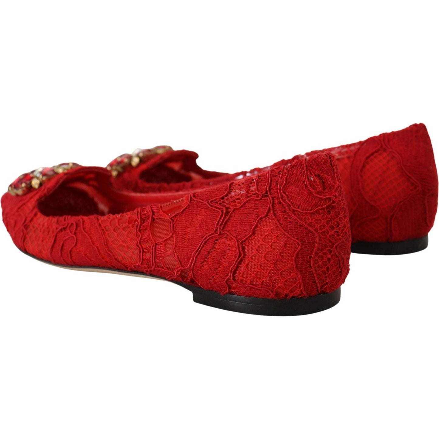 Dolce & Gabbana Red Taormina Crystals Loafers Flats Shoes LA10204- 37.5