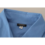 Ferre Blue Cotton Long Sleeves Collared Button Down Top TSH83359- 38