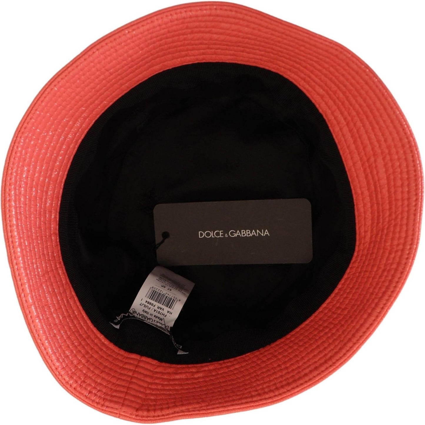 Dolce & Gabbana Peach Quilted Faux Leather Women Bucket Cap Hat HAT9454-57