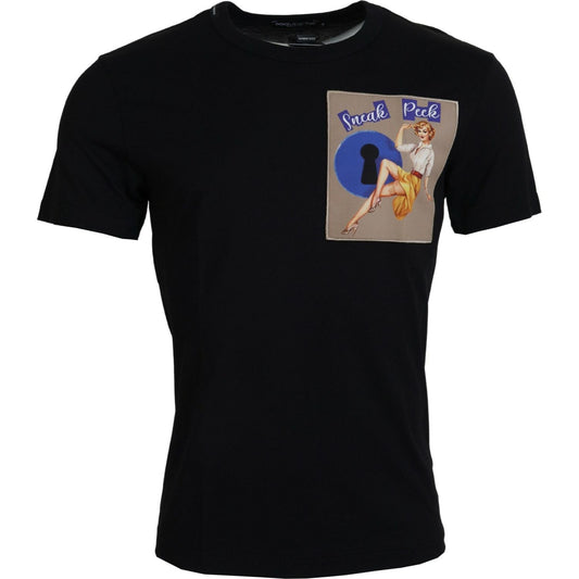 Dolce & Gabbana Black Sneak Peek Cotton Short Sleeve T-shirt