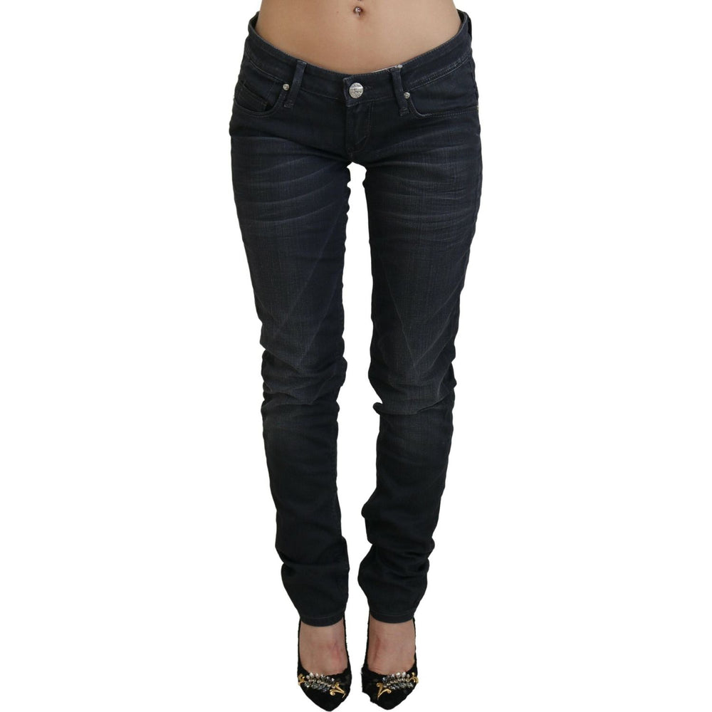 Acht Black Washed Low Waist Slim Fit Cotton Denim Jeans PAN72697-26